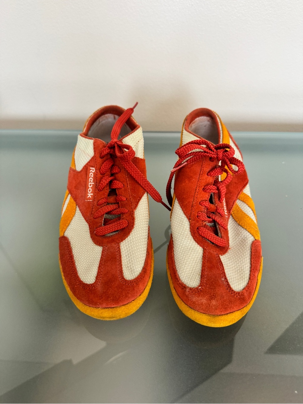 Reebok Red, Orange & Cream Low-Top Sneakers